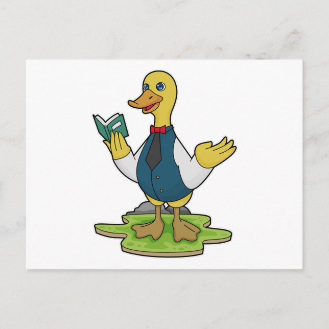 Anka som lärare med bok vykort (Framsida)