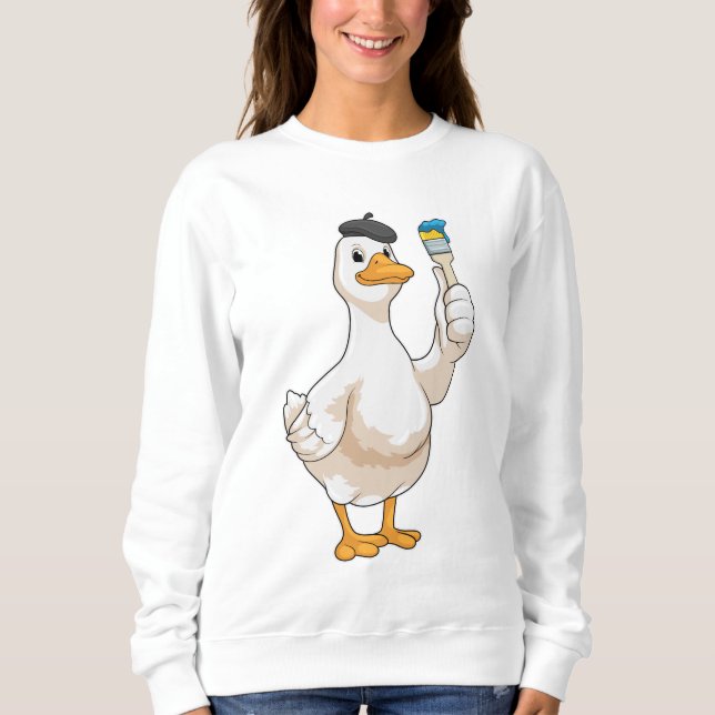 Anka som målarfärg med färgpensel t shirt (Framsida)