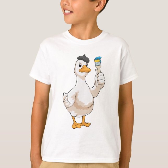 Anka som målarfärg med färgpensel t shirt (Framsida)