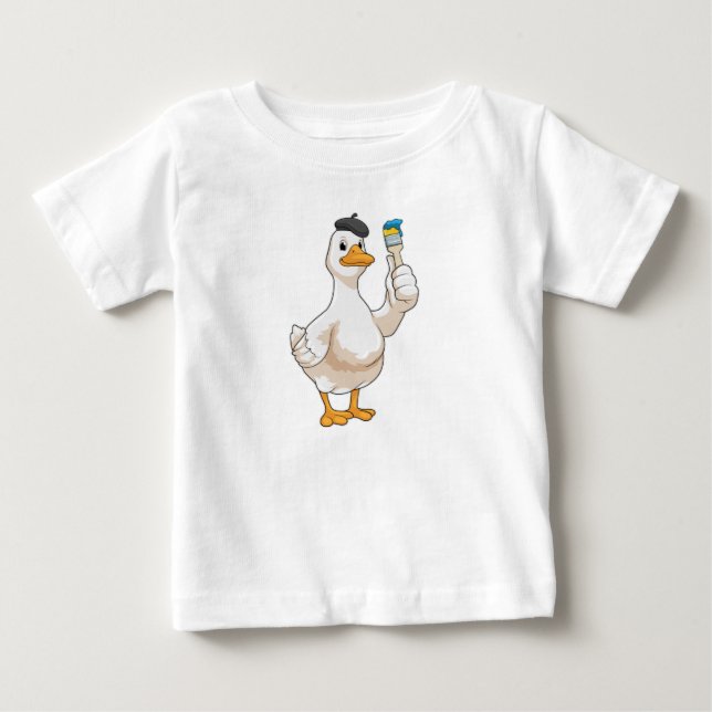 Anka som målarfärg med färgpensel t shirt (Framsida)