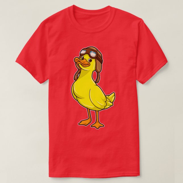 Anka som pilot med Cap Goggles T Shirt (Design framsida)