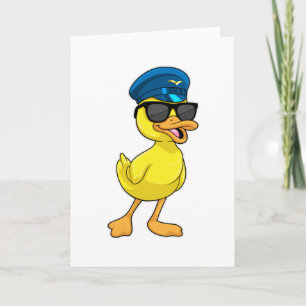 Anka som pilot med pilothatt kort
