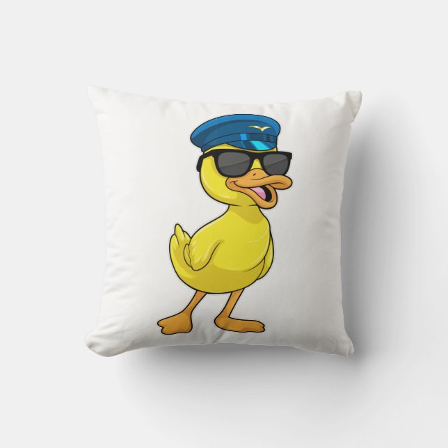 Anka som pilot med pilotthat kudde (Framsida)