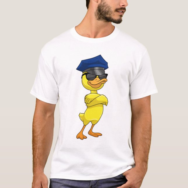 Anka som polistjänsteman med polishytt t shirt (Framsida)