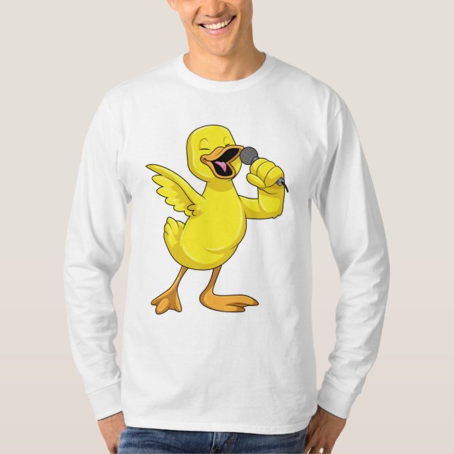 Anka som Singer med mikrofon T Shirt (Framsida)