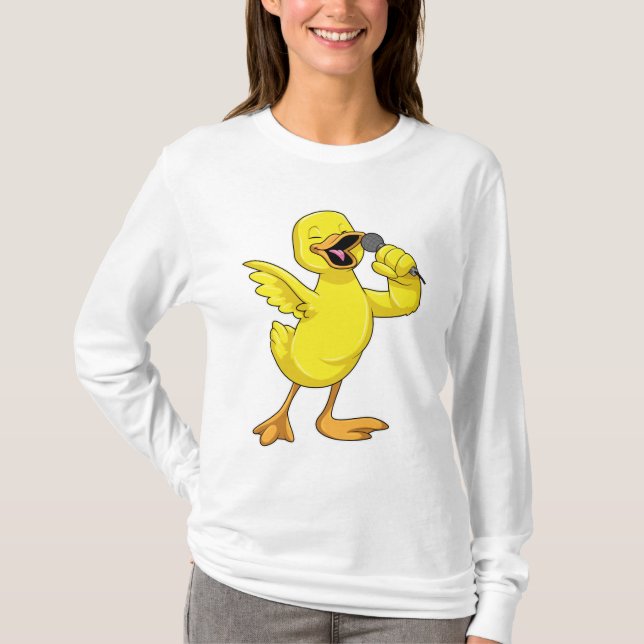 Anka som Singer med mikrofon T Shirt (Framsida)