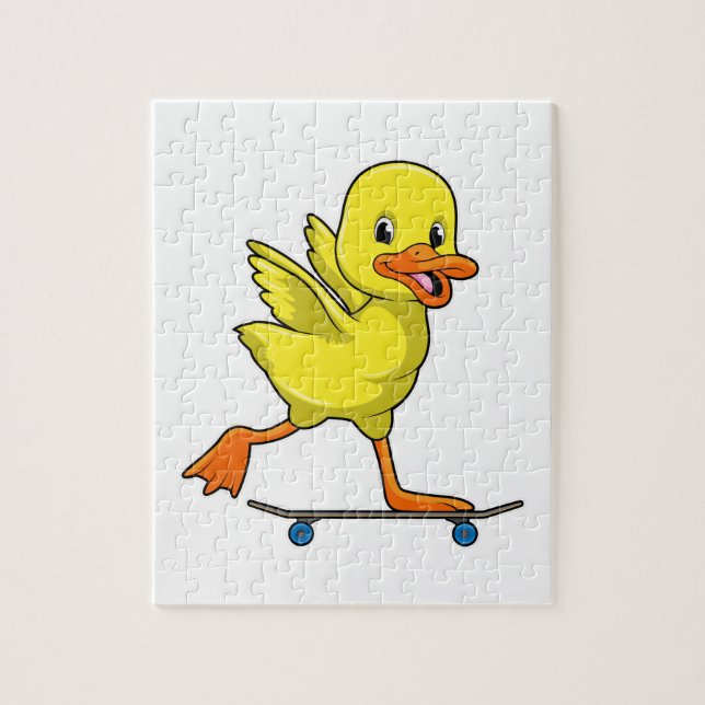 Anka som Skater med Skateboard Pussel (Vertikal)