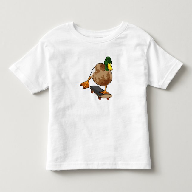 Anka som Skater med Skateboard T Shirt (Framsida)