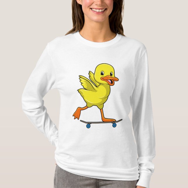 Anka som Skater med Skateboard T Shirt (Framsida)