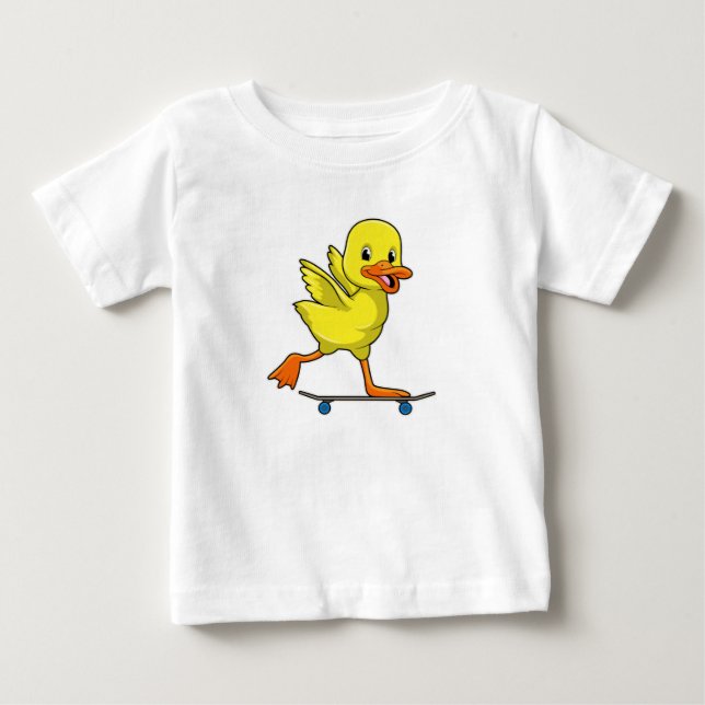 Anka som Skater med Skateboard T Shirt (Framsida)