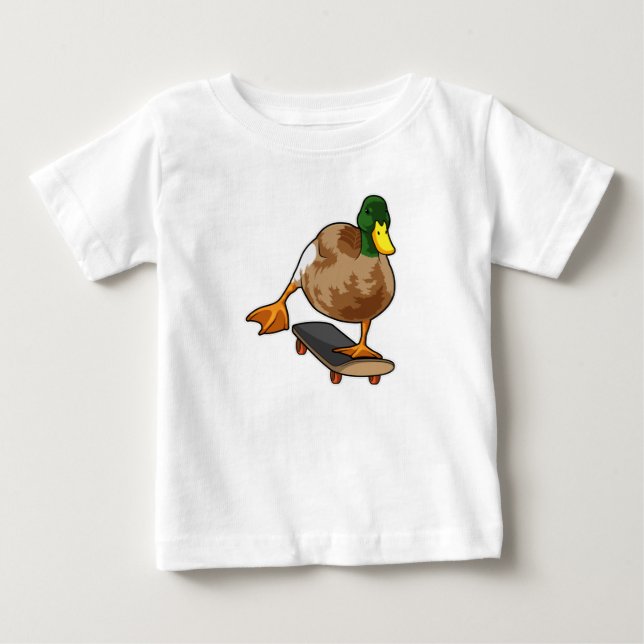 Anka som Skater med Skateboard T Shirt (Framsida)