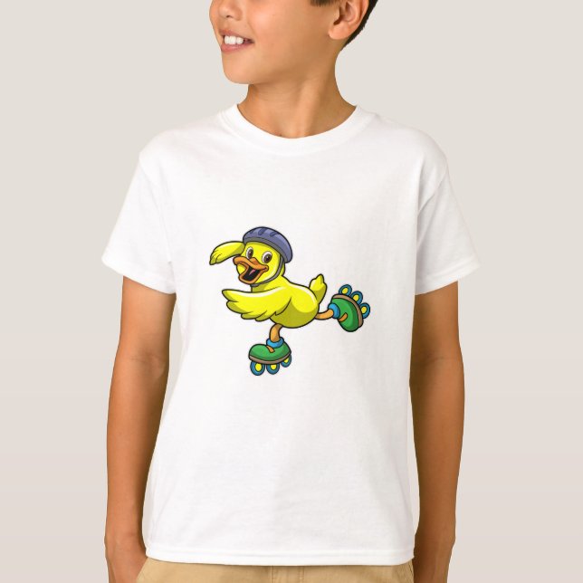 Anka som Skater med textbundna skal och hjälm T Shirt (Framsida)