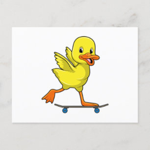 Anka som Skridskoåkare med Skateboard Vykort