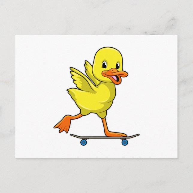 Anka som Skridskoåkare med Skateboard Vykort (Framsida)