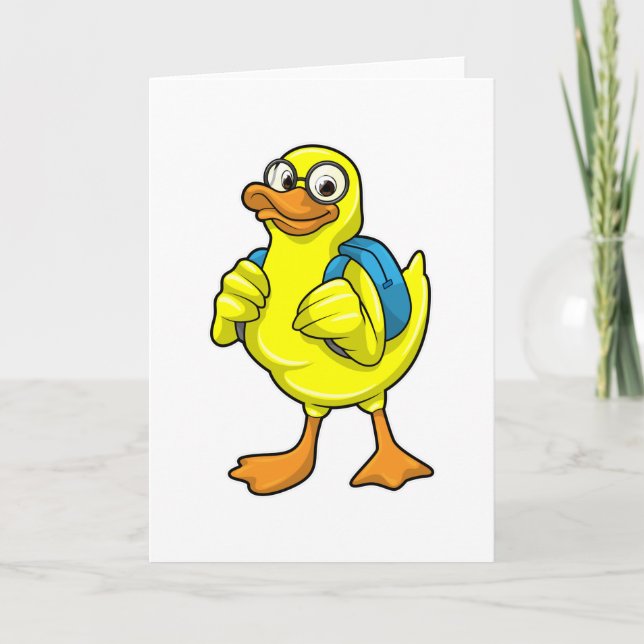 Anka som Student med ryggsäck Kort (Framsida)