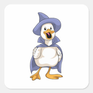 Anka som Witch med Hat Fyrkantigt Klistermärke