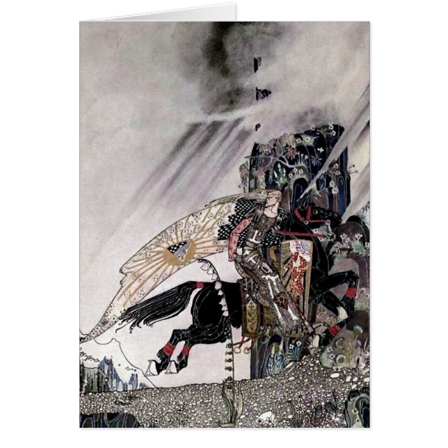 Änka Son vid det Kay Nielsen kortet Hälsningskort (Framsidan)