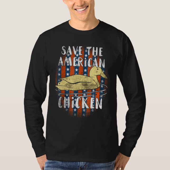 Anka Spara Amerikanska Chicken Old school Chicken T Shirt (Framsida)