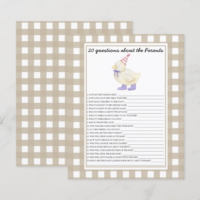 Anka - spel - 20 frågor om föräldrarna (Fram/baksida)