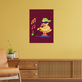 Anka spelar upp musik, pixel Art Poster