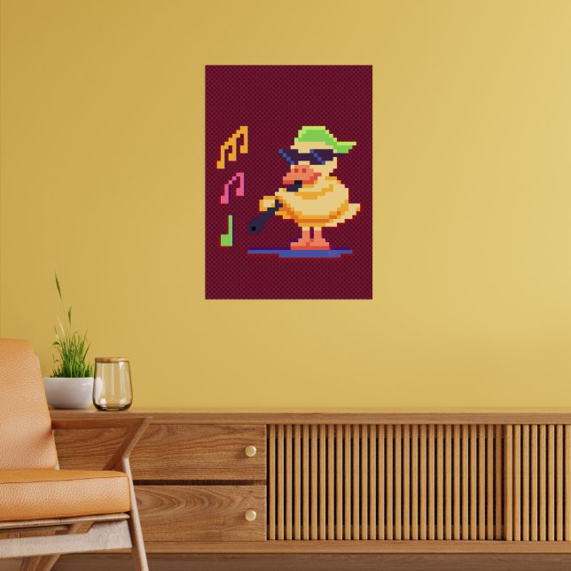 Anka spelar upp musik, pixel Art Poster (Vardagsrum 2)