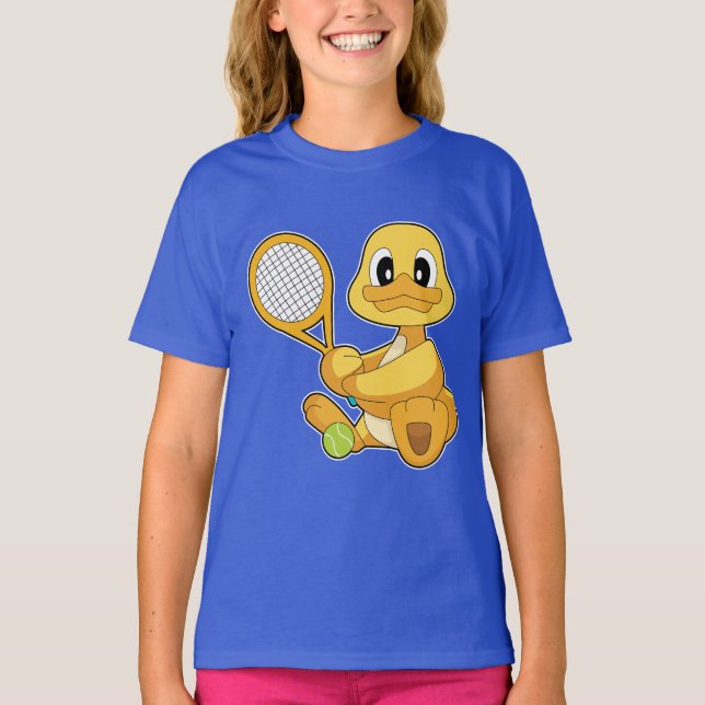 Anka Tennis Tennis Tennis racket T Shirt (Framsida)