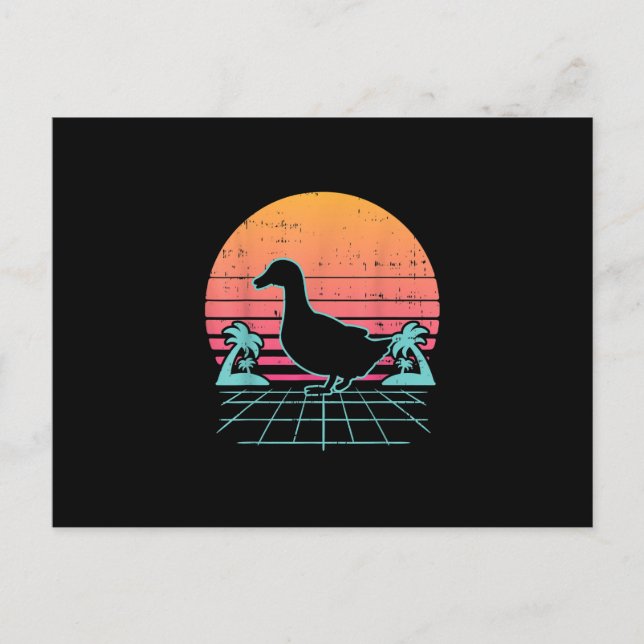 Anka Vaporwave Aesthetic 80-talet  Gårdsdjur Bondp Meddelande Vykort (Framsida)