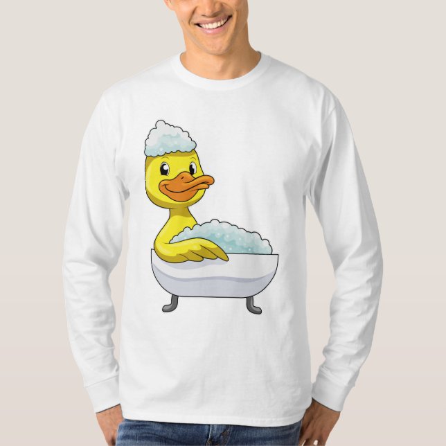 Anka vid bad med badkar och skum t shirt (Framsida)
