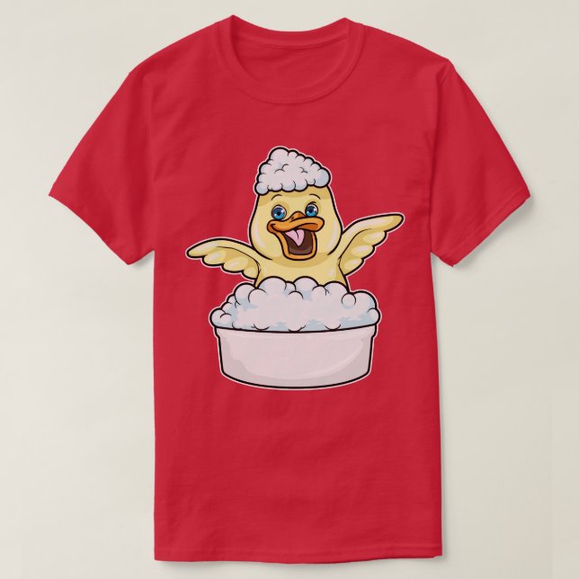 Anka vid Bathing i Bathtub med skum T Shirt (Design framsida)