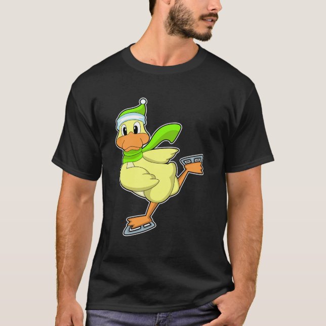 Anka vid isfiske med isskiffer t shirt (Framsida)