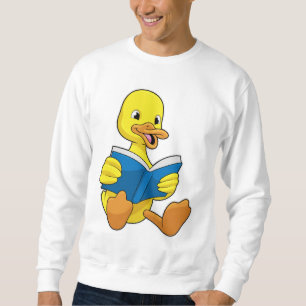 Anka vid läsning med Bok Lång Ärmad Tröja