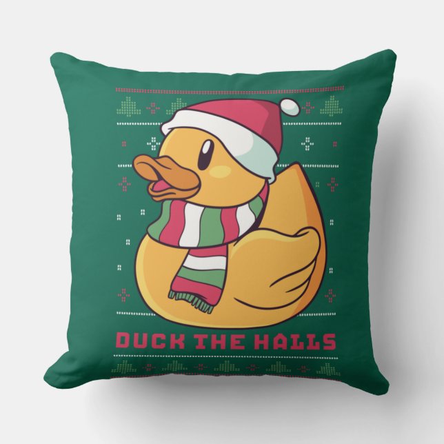 Anka vid Lunj och Cute Anka Puns God jul Kudde (Framsida)