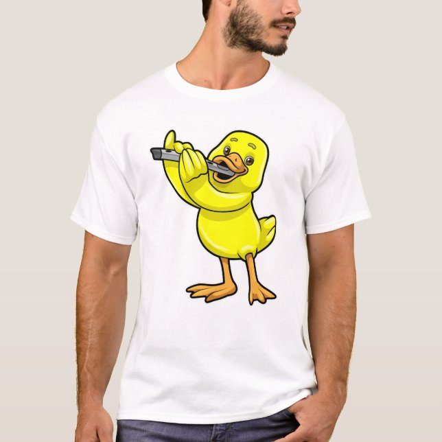 Anka vid Music med Flute T Shirt (Framsida)