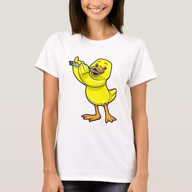 Anka vid Music med Flute T Shirt (Framsida)