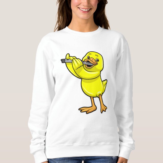 Anka vid Music med Flute T Shirt (Framsida)