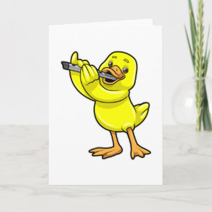 Anka vid Music (musik) med flute Kort