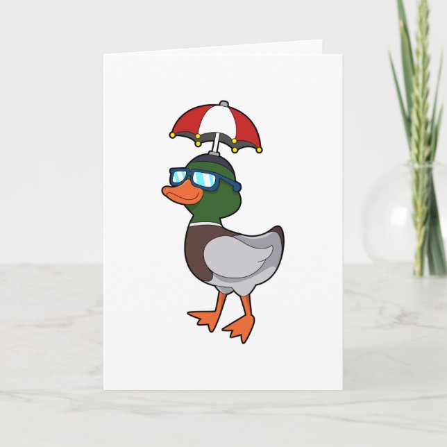 Anka vid regn med paraply.PNG Kort (Framsida)