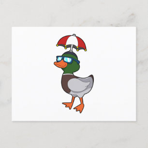 Anka vid regn med paraply.PNG Vykort