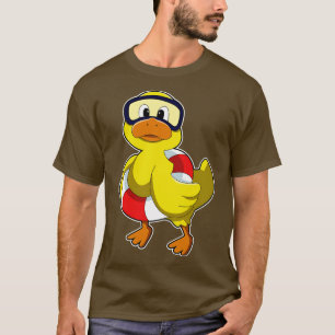 Anka vid simning med Simma ring Gängglasögon T Shirt