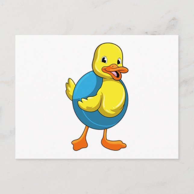 Anka vid simning med Simma ring Vykort (Framsida)