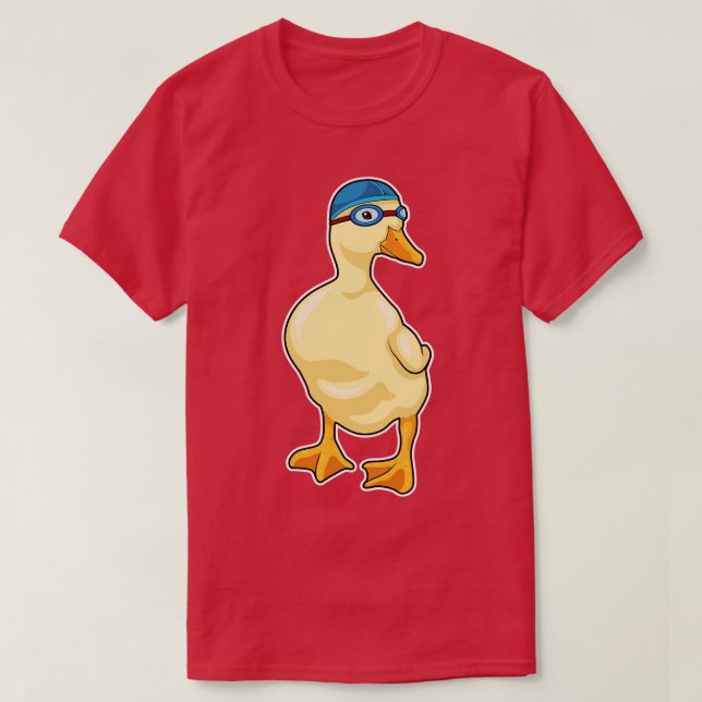 Anka vid simning med simmande glasögon t shirt (Design framsida)