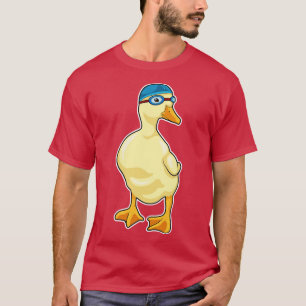 Anka vid simning med simmande glasögon t shirt
