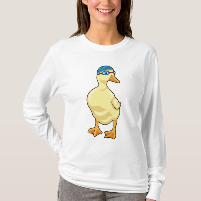 Anka vid simning med simmande glasögon t shirt (Framsida)