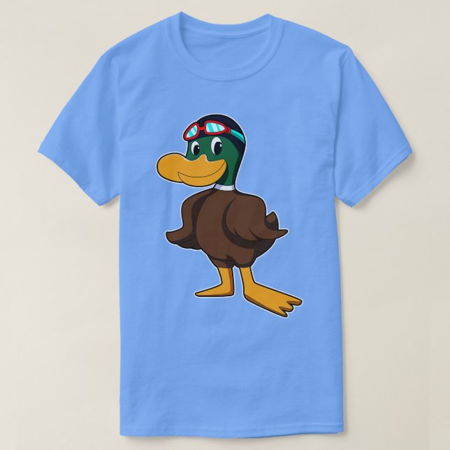 Anka vid simning med Swimming goggel 2 T Shirt (Design framsida)