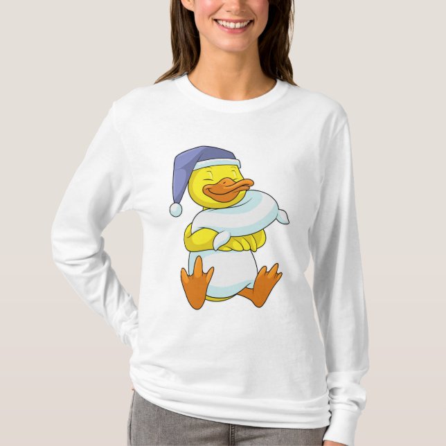 Anka vid sömnning med nightcap t shirt (Framsida)