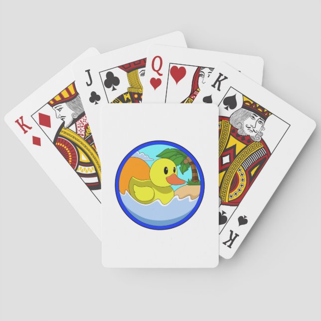 Anka vid stranden med Handflatan träd.PNG Casinokort (Baksidan)