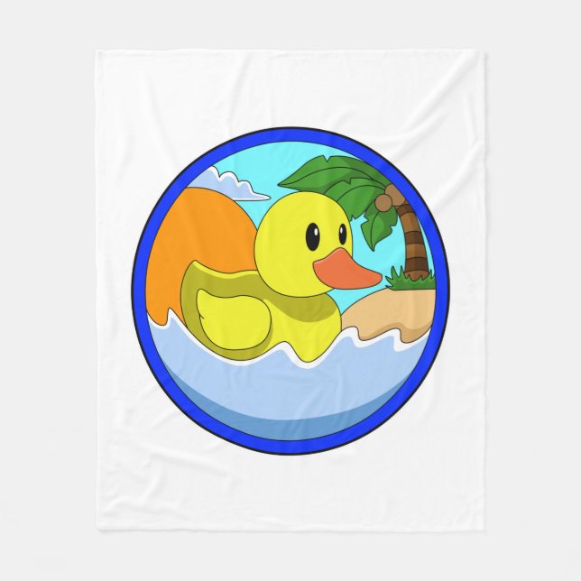 Anka vid stranden med Handflatan träd.PNG Fleecefilt (Framsidan)