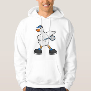 Anka vid Tennis med tennis racket & Cap Hoodie