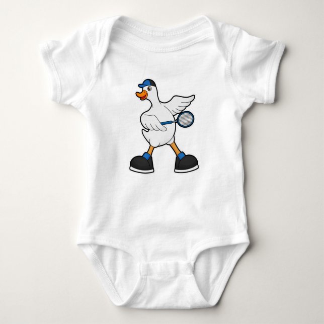 Anka vid Tennis med tennis racket & Cap T Shirt (Framsida)