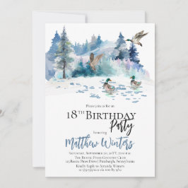 Anka Woodland Forest Nature 18:e Födelsedagsfesten Inbjudningar